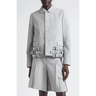 Comme Des Garçons Bow Detail Tropical Wool Jacket In 1 Grey/pink