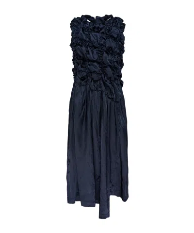 Comme Des Garçons Ruffle Detailed Sleeveless Midi Dress In Blue