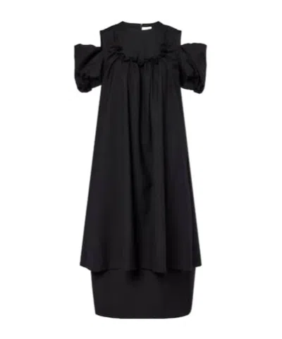 Comme Des Garçons Cutout Wool Midi Dress In Black