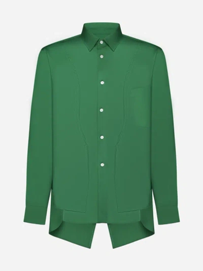 Comme Des Garçons Homme Deux Cotton Asymmetric Shirt In Green