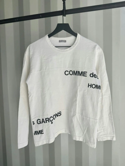 Pre-owned Comme Des Garçons Homme Deux Split Logo Long Sleeve Shirt In White