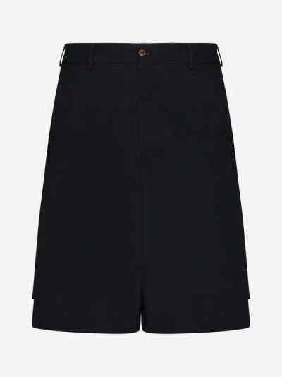 Comme Des Garçons Homme Deux Wide-leg Bermuda Shorts In Black