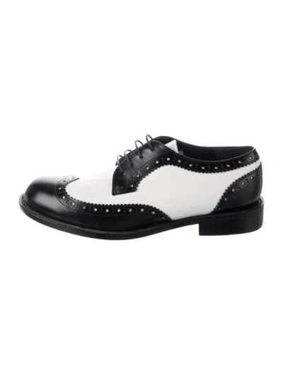 Pre-owned Comme Des Garçons Leather Colorblock Pattern Oxfords In Black