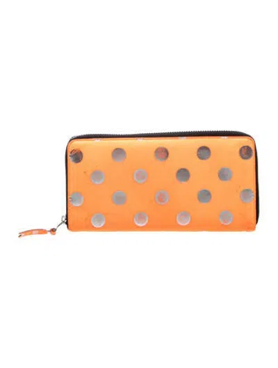 Pre-owned Comme Des Garçons Leather Polka Dot Print Continental Wallet In Orange