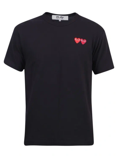 Comme Des Garçons Logo Embroidery Cotton T-shirt In Black