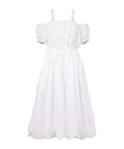 Comme Des Garçons Off-shoulder Cotton Poplin Midi Dress In Transparent