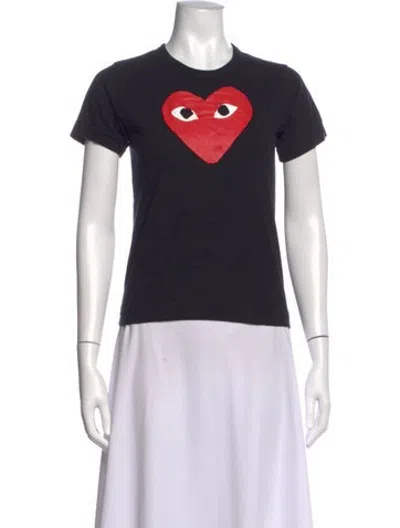 Pre-owned Comme Des Garçons Play Graphic Print Crew Neck T-shirt In Black