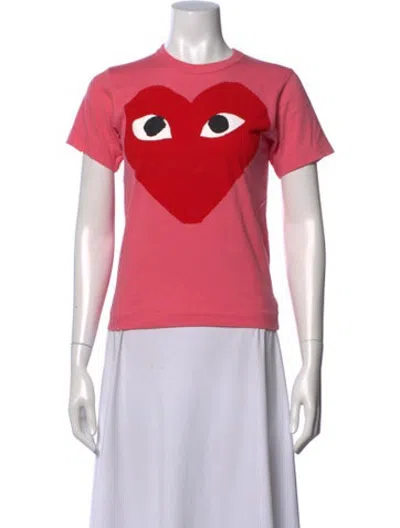 Pre-owned Comme Des Garçons Play Graphic Print Crew Neck T-shirt W/ Tags In Pink