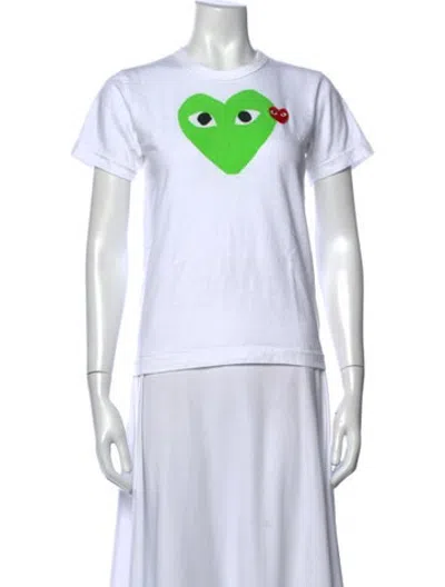 Pre-owned Comme Des Garçons Play Graphic Print Crew Neck T-shirt In White