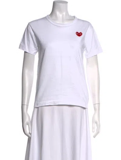 Pre-owned Comme Des Garçons Play Graphic Print Crew Neck T-shirt In White