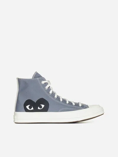 Comme Des Garçons Play Heart High-top Canvas Sneakers In Grey