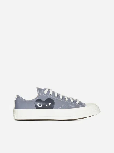 Comme Des Garçons Play Heart Low-top Canvas Sneakers In Grey