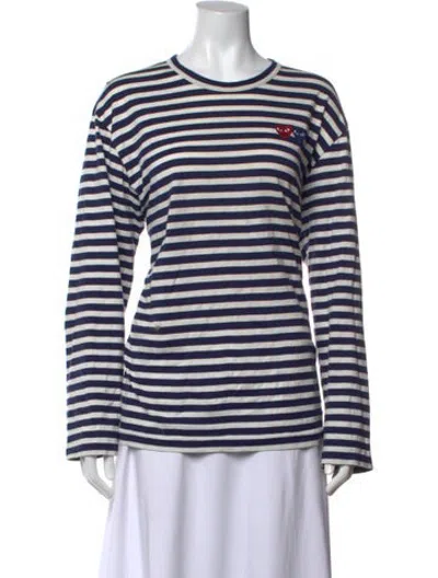 Pre-owned Comme Des Garçons Play Striped Crew Neck T-shirt In Blue