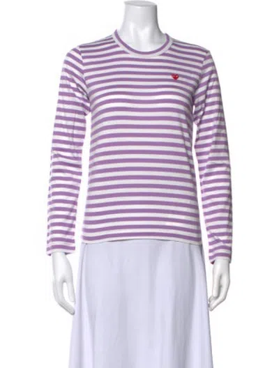 Pre-owned Comme Des Garçons Play Striped Crew Neck T-shirt In Purple