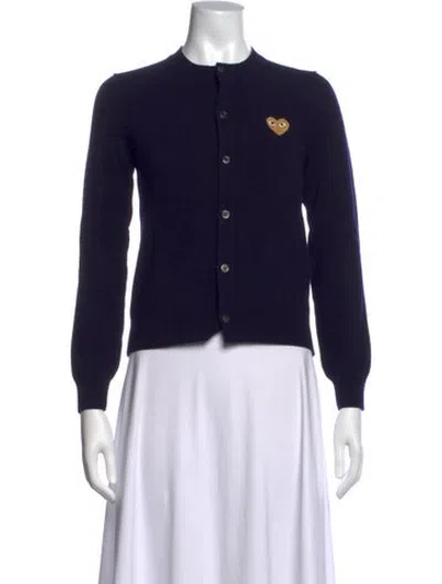 Pre-owned Comme Des Garçons Play Wool Crew Neck Sweater In Blue