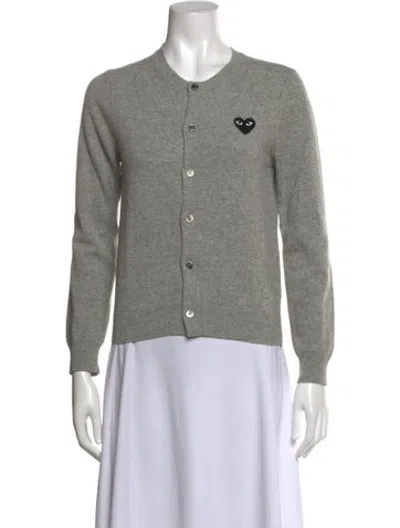 Pre-owned Comme Des Garçons Play Wool Graphic Print Sweater In Grey