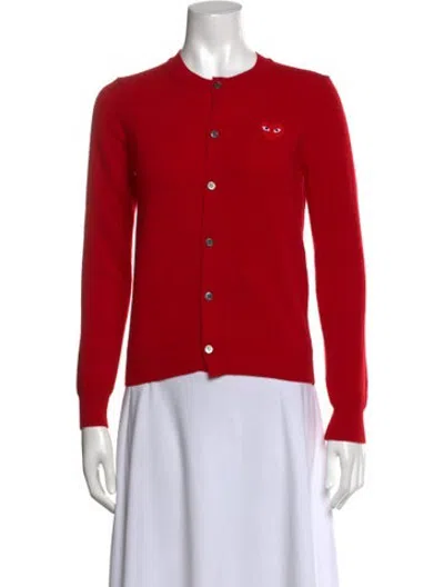 Pre-owned Comme Des Garçons Play Wool Graphic Print Sweater In Red