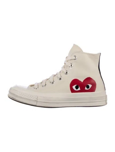 Pre-owned Comme Des Garçons Play X Converse Canvas Graphic Print Sneakers In Neutrals