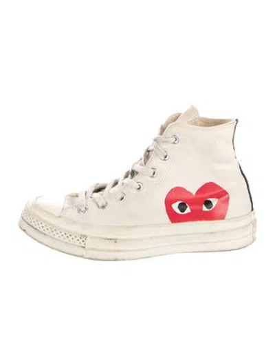 Pre-owned Comme Des Garçons Play X Converse Canvas Graphic Print Sneakers In White