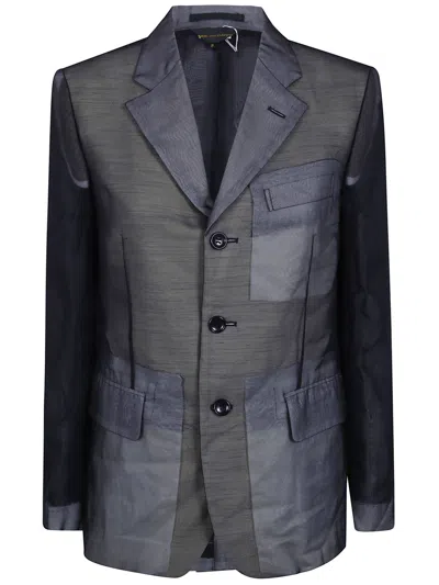Comme Des Garçons Polyester Georgette Thin Classic Blazer Jacket In Black