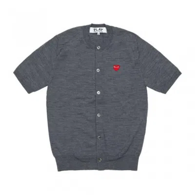 Comme Des Garçons Red Heart Patch Shoulder-sleeve Cardigan Ax In Blue