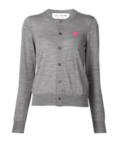 Comme Des Garçons Ribbon Detail Cardigan In Gray