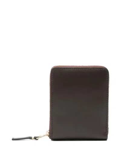 Comme Des Garçons Zip Leather Wallet In Brown