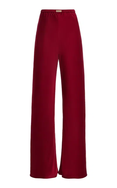 Comme Si Bias Silk Straight-leg Pants In Red