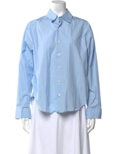 Pre-owned Comme Si Long Sleeve Button-up Top In Blue