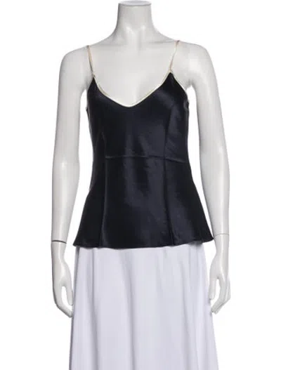 Pre-owned Comme Si Silk V-neck Top In Blue