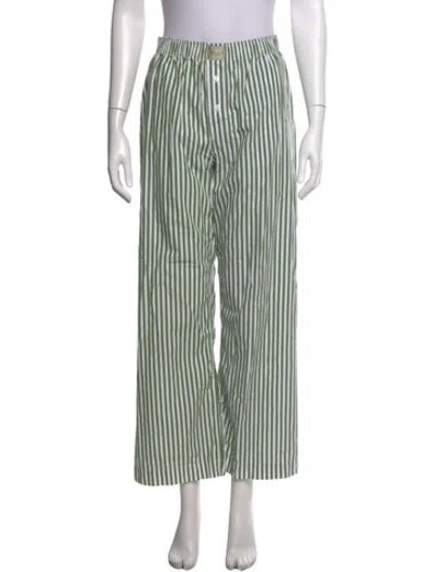 Pre-owned Comme Si Striped Wide Leg Pants In Green