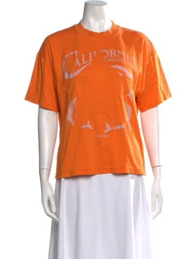 Pre-owned Commission Graphic Print Crew Neck T-shirt In Orange