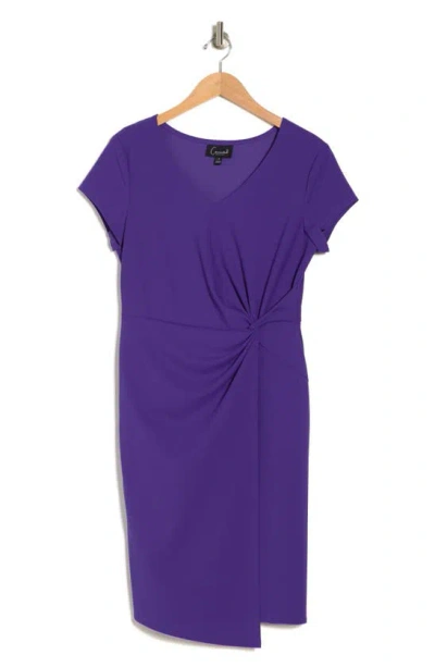 Connected Apparel Front Twist Midi Dress In Violet