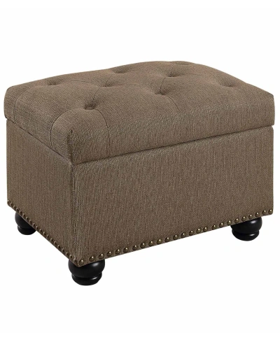 Convenience Concepts 24" Faux Linen 5th Avenue Storage Ottoman In Sandstone Fabric