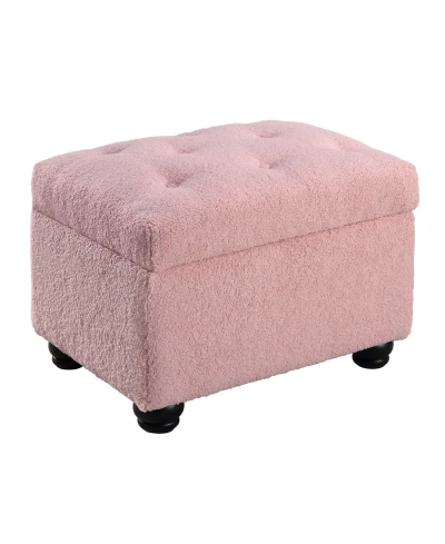 Convenience Concepts 24" Sherpa 5th Avenue Storage Ottoman In Sherpa Pink