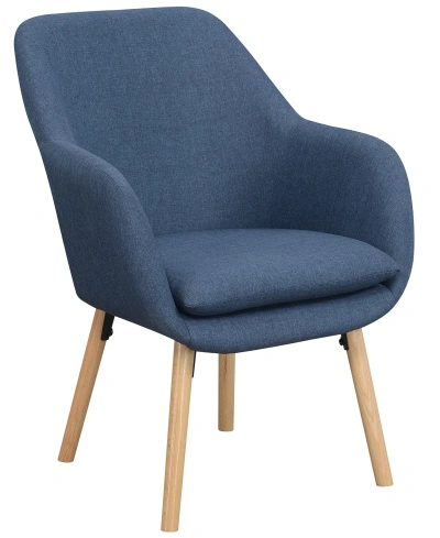 Convenience Concepts 25.25" Faux Linen Charlotte Wingback Accent Armchair In Denim Blue Fabric
