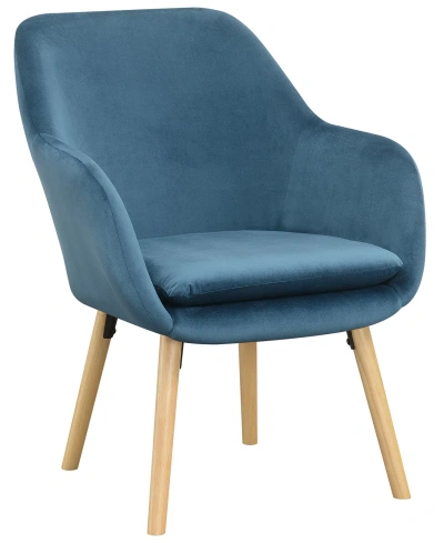 Convenience Concepts 25.25" Flannelette Polyester Charlotte Wingback Accent Armchair In Blue Velvet