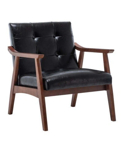 Convenience Concepts 27.5" Faux Leather Natalie Accent Chair In Black Faux Leather,espresso