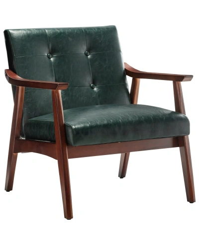 Convenience Concepts 27.5" Faux Leather Natalie Accent Chair In Hunter Green Faux Leather,espresso