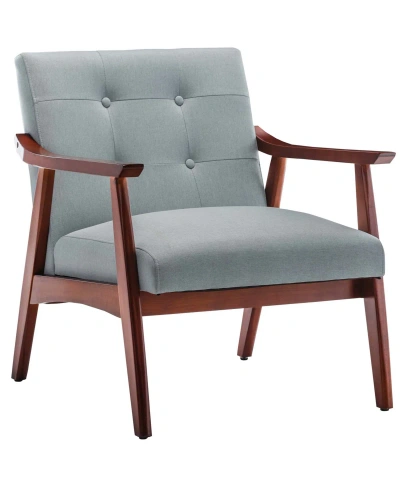 Convenience Concepts 27.5" Faux Linen Natalie Accent Chair In Gray Blue Fabric,espresso