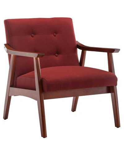 Convenience Concepts 27.5" Faux Linen Natalie Accent Chair In Garnet Red Fabric,espresso