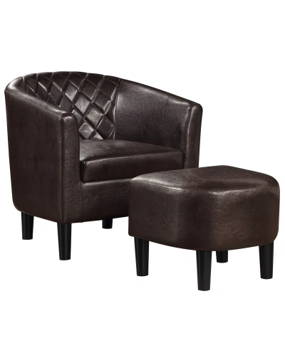 Convenience Concepts 27.75" Faux Leather Roosevelt Accent Chair With Ottoman In Espresso Faux Leather