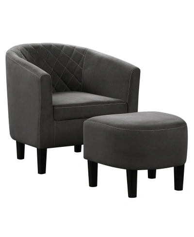 Convenience Concepts 27.75" Microfiber Roosevelt Accent Chair With Ottoman In Dark Gray Microfiber