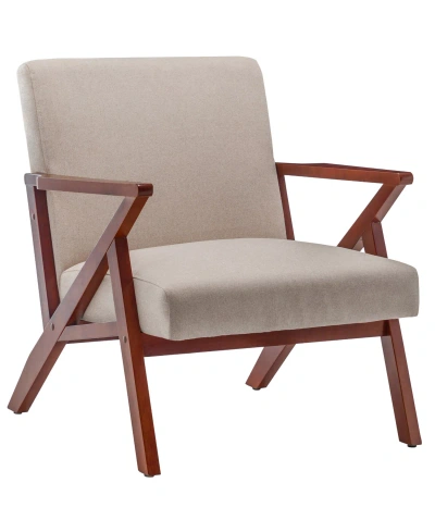 Convenience Concepts 28.5" Polyester Cliff Mid-century Modern Accent Armchair In Sandy Beige Fabric,espresso