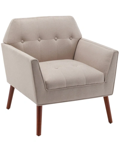 Convenience Concepts 30" Polyester Andy Mid Century Modern Accent Lounge Armchair In Sandy Beige Fabric,espresso