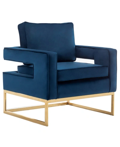 Convenience Concepts 32.25" Velvet Carrie Accent Lounge Armchair Gold-tone Base In Navy Blue Velvet,gold