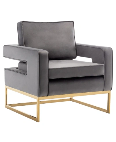 Convenience Concepts 32.25" Velvet Carrie Accent Lounge Armchair Gold-tone Base In Gray Velvet,gold
