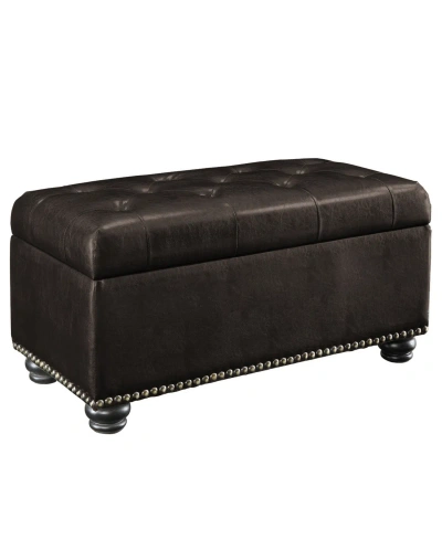 Convenience Concepts 35.5" Faux Leather 7th Avenue Storage Ottoman In Espresso Faux Leather