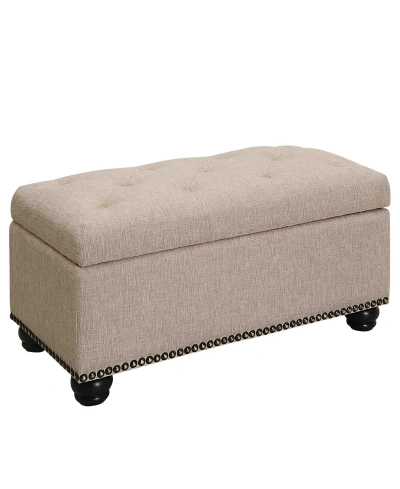 Convenience Concepts 35.5" Faux Linen 7th Avenue Storage Ottoman In Tan Fabric