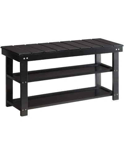 Convenience Concepts 35.5" Mdf Oxford Utility Mudroom Bench With Shelves In Black